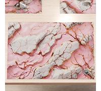 MARBLELIZED - Sets de Table américains lavables en Tissu Effet marbre Rose, Lot de 6 (30 x 45 cm) - Élégant, idéal pour Le Petit-déjeuner, Le déjeuner et Le dîner, idée Cadeau, 100% fabriqué en