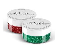 Marblers Cosmetic Grade Fine Glitter Duo [Santa Red & Christmas Green] 0,36 oz (10g) | Non toxique | Vgtalien | Sans cruaut | Vernis ongles