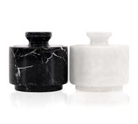 Marblous Krafts Lot de pots à sel en marbre, bols, récipients à thé ou beurre, décoration pour comptoir de cuisine, noir et blanc, 7,6 x 7,6 cm