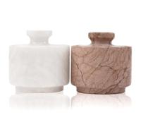 MARBLOUS KRAFTS Salière en marbre blanc et noir de 3,5 oz, boîte à bijoux et pots à condiments de 3" x 3", décoration de cuisine pour comptoir Mason, salière et poivrière (blanc et marinara)