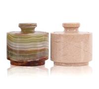MARBLOUS KRAFTS Salière en marbre vert et Verona avec couvercle - 7,6 cm - Avec couvercle - Récipients d'assaisonnement - Rangement de cuisine - Décoration d'intérieur