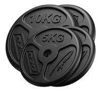 Marbo Sport - Set de Poids - Disques pour Haltère - Kit Slim en Fonte pour l’Entraînement e Le Renforcement Musculaire à Domicile - Stabilité e Confort Optimaux - 2 x 10 kg + 2 x 5 kg