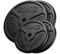 Marbo Sport - Set de Poids - Disques pour Haltère - Kit Slim en Fonte pour l’Entraînement e Le Renforcement Musculaire à Domicile - Stabilité e Confort Optimaux - 2 x 20 kg + 2 x 10 kg
