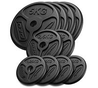 Marbo Sport - Set de Poids - Disques pour Haltère - Kit Slim en Fonte pour l’Entraînement e Le Renforcement Musculaire à Domicile - Stabilité e Confort Optimaux - 4 × 1,25 kg, 2 × 2,5 kg, 4 × 5 kg