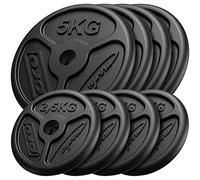 Marbo Sport - Set de Poids - Disques pour Haltère - Kit Slim en Fonte pour l’Entraînement e Le Renforcement Musculaire à Domicile - Stabilité e Confort Optimaux - 4 x 5 kg + 4 x 2,5 kg