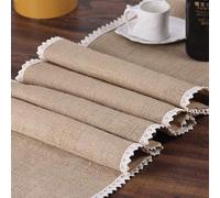 MARBRE 6 pcs Chemin de Table en Toile de Jute avec Dentelle Hesse Jute Tissu Rouleau Pays Table Ruban décoration de Table pour la Noce Rustique, fête célébration, Restaurants (12 '' x 108 '')