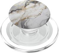 Marbre Blanc avec Motif doré et Bleu PopSockets PopGrip pour MagSafe
