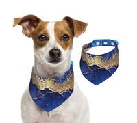Marbre Bleu Abstrait doré,Bandanas pour Chien, écharpe en Coton, Bavoirs réglables pour Animaux de Compagnie,L