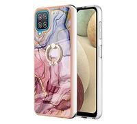 Marbre Coque Silicone Doux pour Samsung Galaxy A12 Housse Flexible TPU Back Cover Etui Caoutchouc Gel Cas Ultra Mince Rose Electroplate Frame Bumper Cristal de protection pour Samsung Galaxy A12
