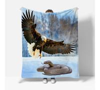 MARBRE Couverture Aigle 180x220cm Chaude Douce Moelleuse Microfibre Flanelle Couverture Polaire 3D Serpent Blanket pour Lit Canapé La Chambre Coucher Voyages（Image 2-11）