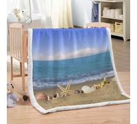 MARBRE Couverture étoile De Mer 100x130cm Chaude Douce Moelleuse Microfibre Sherpa Couverture Polaire 3D Conque Blanket pour Lit Canapé La Chambre Coucher Voyages(Image13-7)