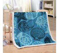 MARBRE Couverture étoile De Mer 100x130cm Chaude Douce Moelleuse Microfibre Sherpa Couverture Polaire 3D Conque Blanket pour Lit Canapé La Chambre Coucher Voyages(Image3-16)