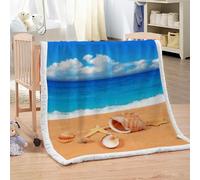 MARBRE Couverture étoile De Mer 100x130cm Chaude Douce Moelleuse Microfibre Sherpa Couverture Polaire 3D Conque Blanket pour Lit Canapé La Chambre Coucher Voyages(Image13-6)