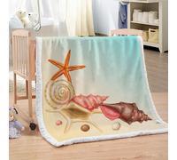 MARBRE Couverture étoile De Mer 100x130cm Chaude Douce Moelleuse Microfibre Sherpa Couverture Polaire 3D Conque Blanket pour Lit Canapé La Chambre Coucher Voyages(Image11-14)