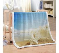 MARBRE Couverture étoile De Mer 100x130cm Chaude Douce Moelleuse Microfibre Sherpa Couverture Polaire 3D Conque Blanket pour Lit Canapé La Chambre Coucher Voyages(Image3-14)