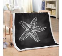 MARBRE Couverture étoile De Mer 100x130cm Chaude Douce Moelleuse Microfibre Sherpa Couverture Polaire 3D Art Blanket pour Lit Canapé La Chambre Coucher Voyages(Image9-11)