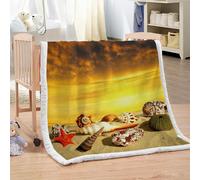 MARBRE Couverture étoile De Mer 150x200cm Chaude Douce Moelleuse Microfibre Sherpa Couverture Polaire 3D Conque Blanket pour Lit Canapé La Chambre Coucher Voyages(Image7-7)