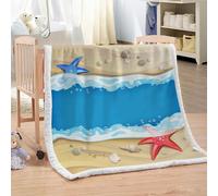MARBRE Couverture étoile De Mer 150x200cm Chaude Douce Moelleuse Microfibre Sherpa Couverture Polaire 3D Thème Océanique Blanket pour Lit Canapé La Chambre Coucher Voyages(Image8-9)