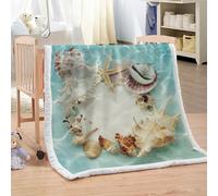 MARBRE Couverture étoile De Mer 150x200cm Chaude Douce Moelleuse Microfibre Sherpa Couverture Polaire 3D Coquillage Coquillage Blanket pour Lit Canapé La Chambre Coucher Voyages(Image9-9)