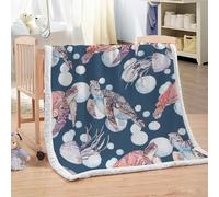 MARBRE Couverture Tortue De Mer 100x130cm Chaude Douce Moelleuse Microfibre Sherpa Couverture Polaire 3D Animal Blanket pour Lit Canapé La Chambre Coucher Voyages(Image10-14)