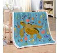 MARBRE Couverture Tortue De Mer 100x130cm Chaude Douce Moelleuse Microfibre Sherpa Couverture Polaire 3D Animal Blanket pour Lit Canapé La Chambre Coucher Voyages(Image10-11)