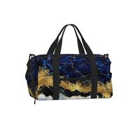 Marbre doré Blanc Vague Bleu Marine,Sac de Sport bandoulière à Main, Sac de Voyage Grande capacité pour Femmes et Hommes