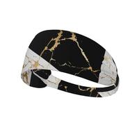 Marbre doré de Luxe Abstrait Noir et Blanc,Bandeau de Sport Unisexe, Bandeau élastique Multi-usages pour Cheveux
