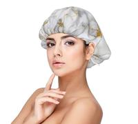 Marbre doré italien,Bonnet de nuit en satin pour adulte - Bonnet de nuit élastique pour femme, couvre-cheveux de nuit