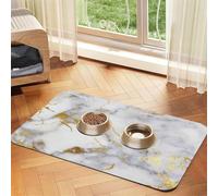 Marbre doré Italien,Tapis d'alimentation pour Animaux de Compagnie, Sets de Table en Cuir PU pour Chats et Chiens,30x45cm