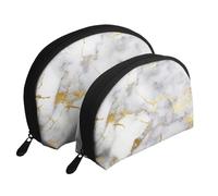 Marbre doré Italien, Trousse de Maquillage Coquille Femme Petit Porte-Monnaie Trousse de Toilette Trousse à cosmétiques 2 pièces