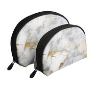 Marbre doré, Trousse de Maquillage Coquille Femme Petit Porte-Monnaie Trousse de Toilette Trousse à cosmétiques 2 pièces