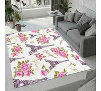 MARBRE Eiffel Tower Rug Living Room Bedroom Runner 3D Romantic Theme Rugs Washable Anti-Slip Super Soft Short Pile Rug 140x200cm Fluffy No Shedding Indoor Outdoor Carpets Mat(Image 7-3)