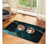 Marbre émeraude Sarcelle L et scapes,Tapis d'alimentation pour Animaux de Compagnie, Sets de Table en Cuir PU pour Chats et Chiens,40x60cm