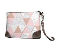 Marbre Gris et Rose en Or Rose et Diamant,Sacs à Main en Cuir PU pour Femmes, Pochette à Fermeture éclair, Portefeuille, Sac à Main avec dragonne