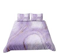 Marbre Housse de Couettes 3 pièces Parure de Lit 2 Personnes, Treer 3D Imprimé Adulte Enfant Microfibre Ensemble de Literie avec Housses de Couettes Taies d'oreillers (Violet,200x200cm)
