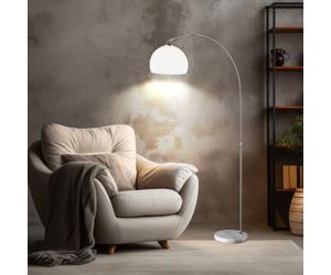 Marbre Lampadaire Bogenstehlampe Réglable en Hauteur Écran Blanc Pivotant 1x E27