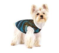 Marbre Liquide Abstrait Bleu doré,T-Shirt sans Manches en Coton pour Animaux de Compagnie, Gilet Respirant, Extensible et Doux,L