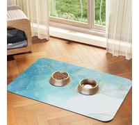 Marbre Liquide Bleu,Tapis d'alimentation pour Animaux de Compagnie, Sets de Table en Cuir PU pour Chats et Chiens,30x45cm