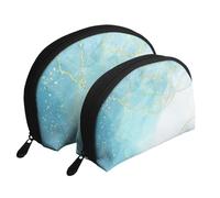 Marbre Liquide Bleu, Trousse de Maquillage Coquille Femme Petit Porte-Monnaie Trousse de Toilette Trousse à cosmétiques 2 pièces
