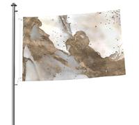 Marbre liquide - Perle et or - Mâts de drapeau de jardin personnalisés - Drapeaux de 90 x 60 cm avec œillets