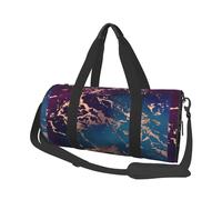 Marbre Luxe Décor Violet Foncé Et Sarcelle avec Or, Sac de Voyage de Grande capacité, Sac à Main Rond, Sac de Voyage de Sport, fourre-Tout, Sac de Fitness