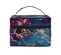 Marbre Luxe Décor Violet Foncé Et Sarcelle avec Or, Trousse de Maquillage Trousse à cosmétiques Trousse de Toilette de Voyage Portable Trousse à Crayons