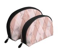 Marbre Luxe Géométrique, Trousse de Maquillage Coquille Femme Petit Porte-Monnaie Trousse de Toilette Trousse à cosmétiques 2 pièces