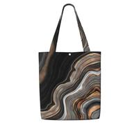 Marbre noir élégant avec veines d'or et de cuivre，Sacs d'épicerie réutilisables, sacs fourre-tout de grande capacité, sac à bandoulière en toile