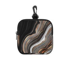 Marbre Noir élégant veiné d'or et de cuivre,Pochette de Rangement carrée à Fermeture éclair, Porte-Monnaie en néoprène, Petit Portefeuille, Pochette à Monnaie, Porte-Monnaie