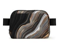 Marbre Noir élégant veiné d'or et de cuivre,Sac Banane carré de Voyage, Sac de Poitrine décontracté, Sac Banane pour Hommes et Femmes