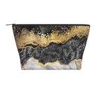 Marbre Noir et Blanc en Feuille d'or, Trousse de Toilette Trousse de Maquillage Sac à cosmétiques Trousse de Toilette de Voyage Portable