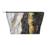 Marbre Noir et Blanc en Feuille d'or, Trousse de Toilette Trousse de Maquillage Sac à cosmétiques Trousse de Toilette de Voyage Portable