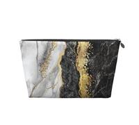 Marbre Noir et Blanc en Feuille d'or, Trousse de Toilette Trousse de Maquillage Sac à cosmétiques Trousse de Toilette de Voyage Portable