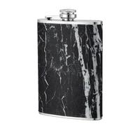 Marbre noir et blanc,Flasque de poche plate de 8 oz en acier inoxydable 304, idéale pour les activités de plein air.